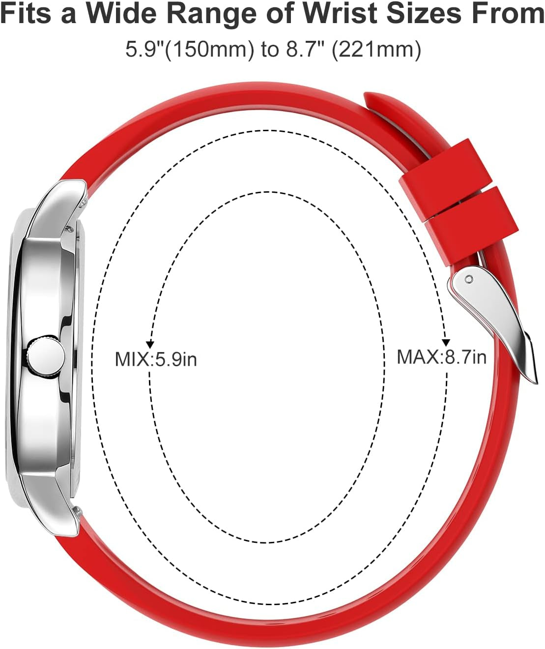Red Silicone Strap Minimalist Watch