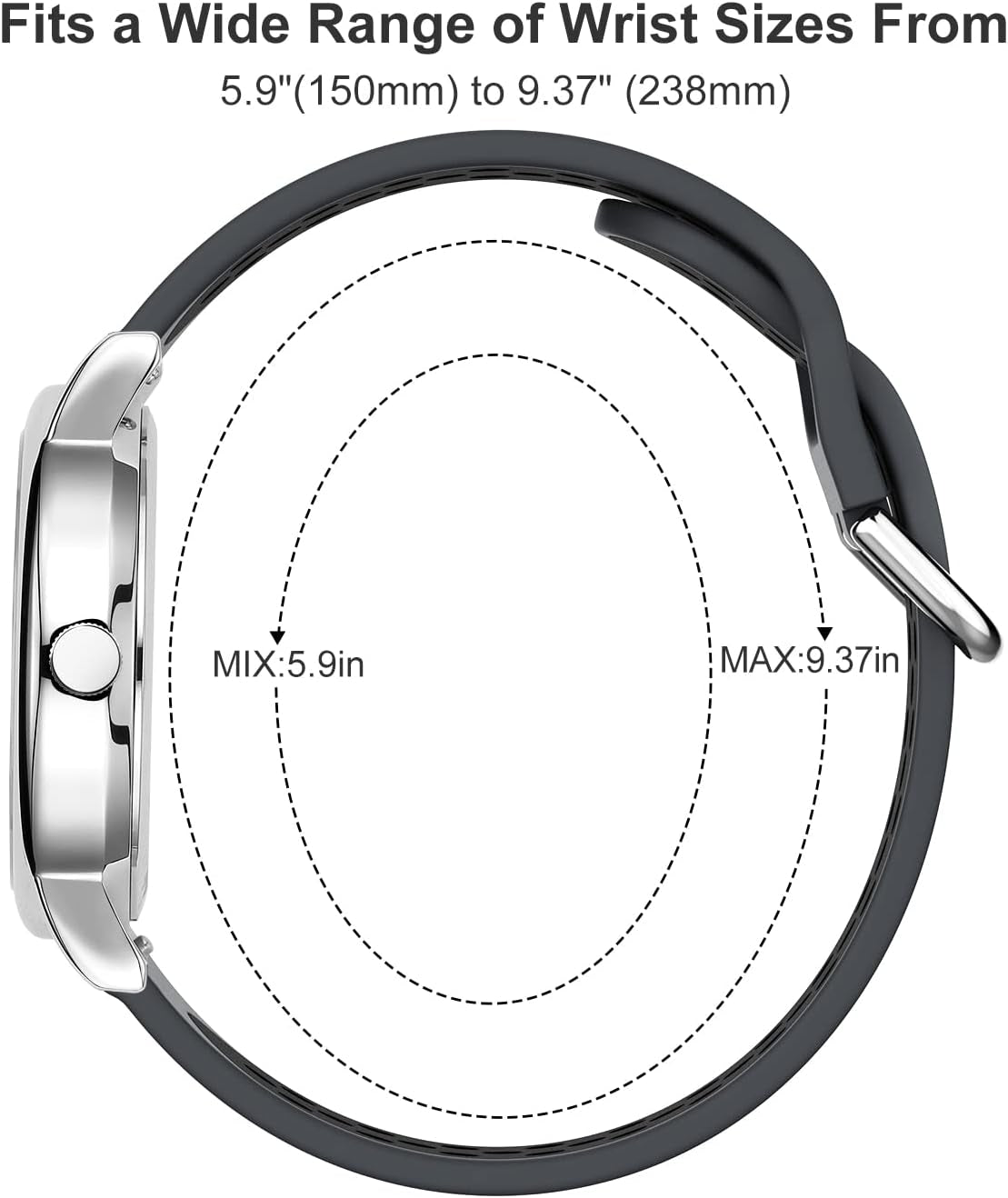 Dark Grey Sport Silicone Strap Minimalist Watch