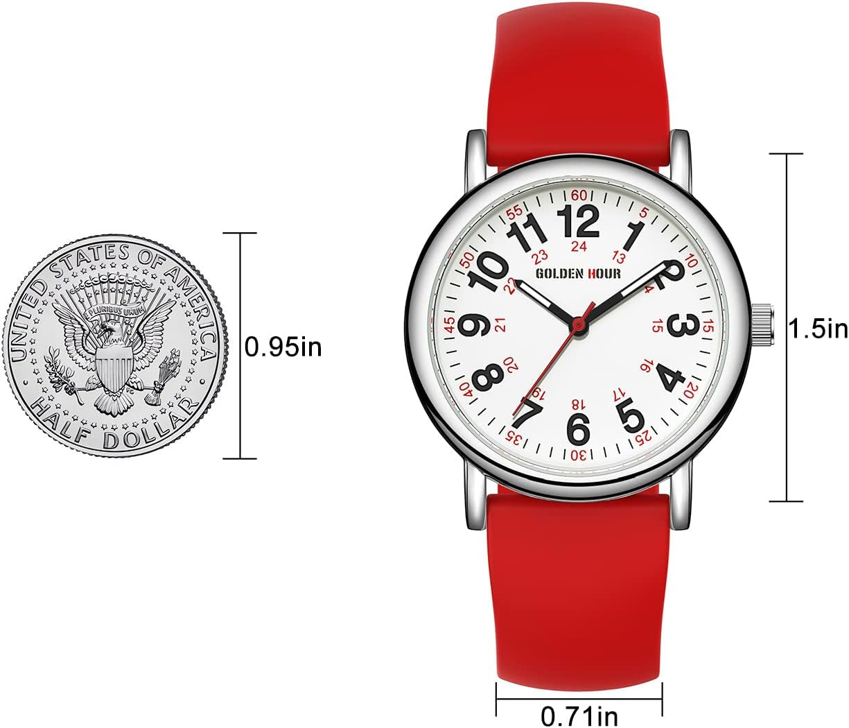 Red Silicone Strap Minimalist Watch