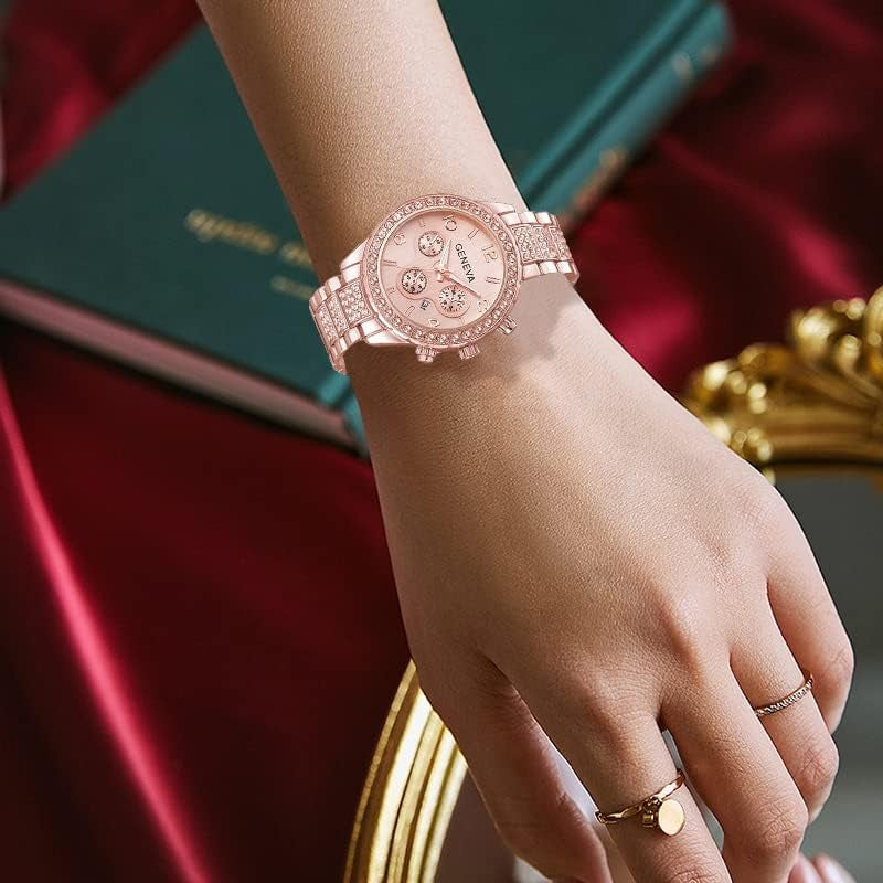 Crystal Zarcon Diamond Bezel Chronograph Watch(Rose Gold)