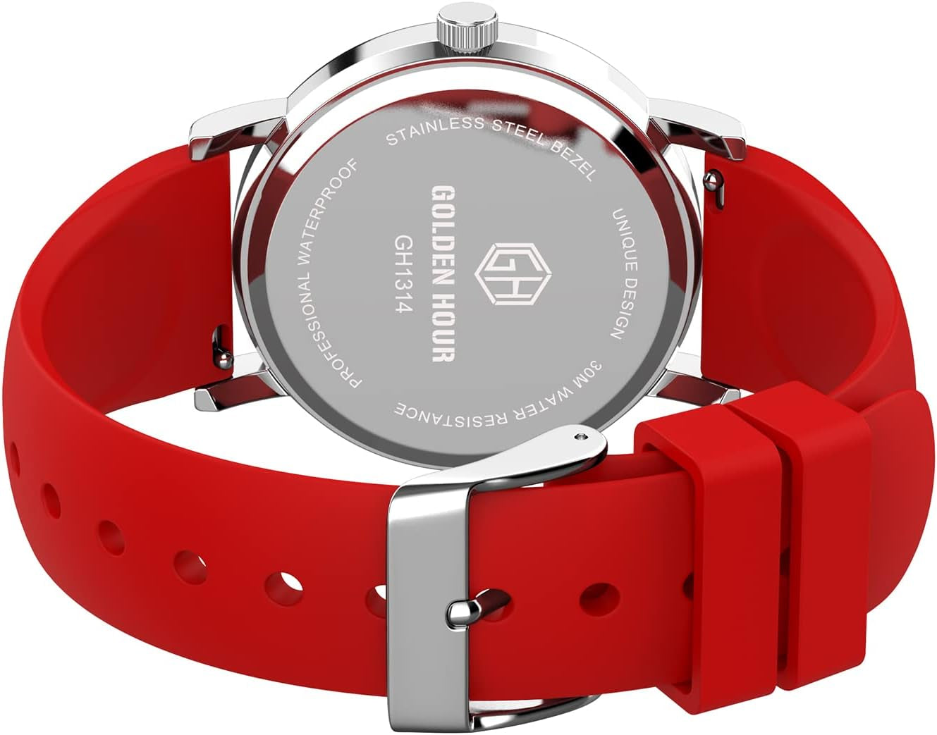 Red Silicone Strap Minimalist Watch