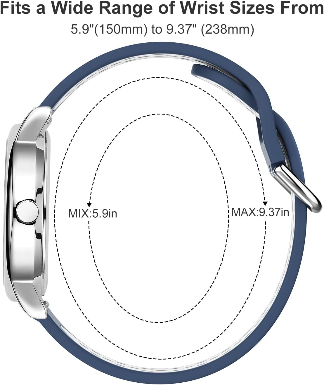 Dark Blue Sport Silicone Strap Minimalist Watch