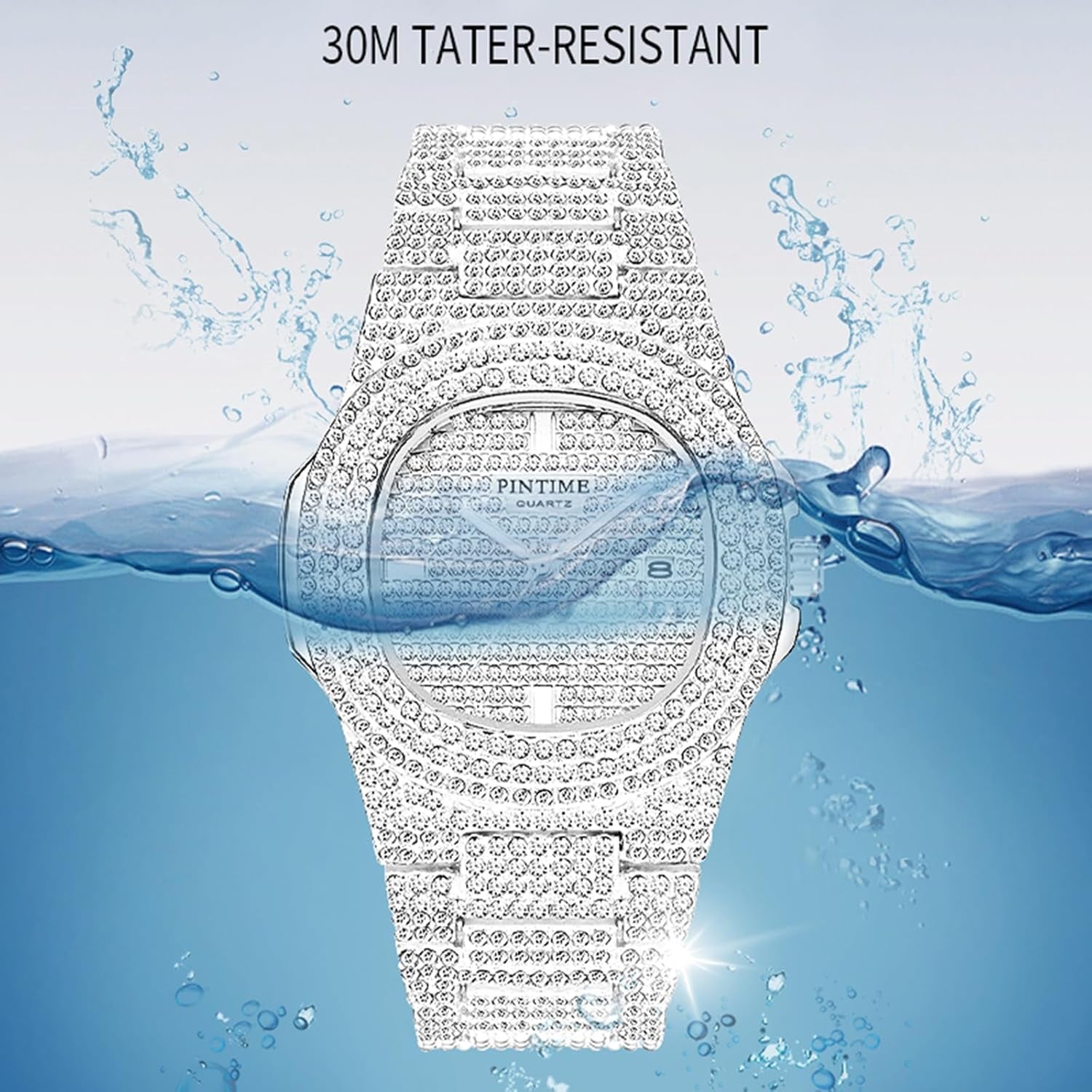 Iced Out Silver Watch (Crystal)