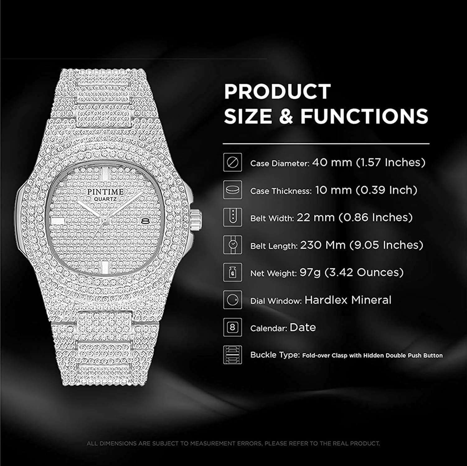 Iced Out Silver Watch (Crystal)