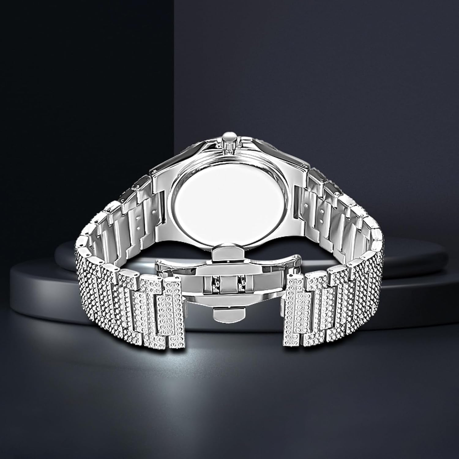 Iced Out Silver Watch (Crystal)