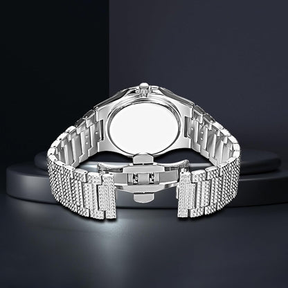 Iced Out Silver Watch (Crystal)