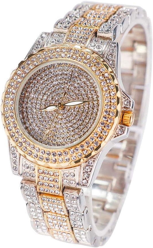 Iced Out Silver and Gold Watch (Crystal)