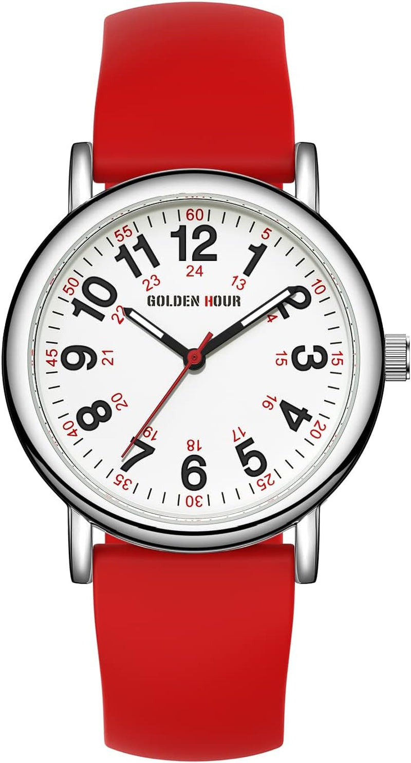  Red Silicone Strap Minimalist Watch