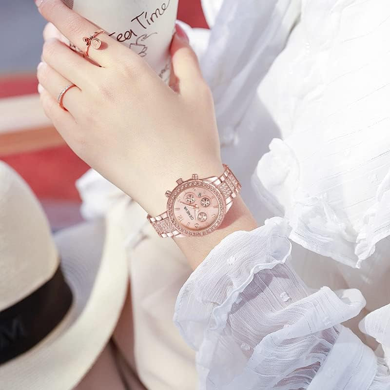 Crystal Zarcon Diamond Bezel Chronograph Watch(Rose Gold)