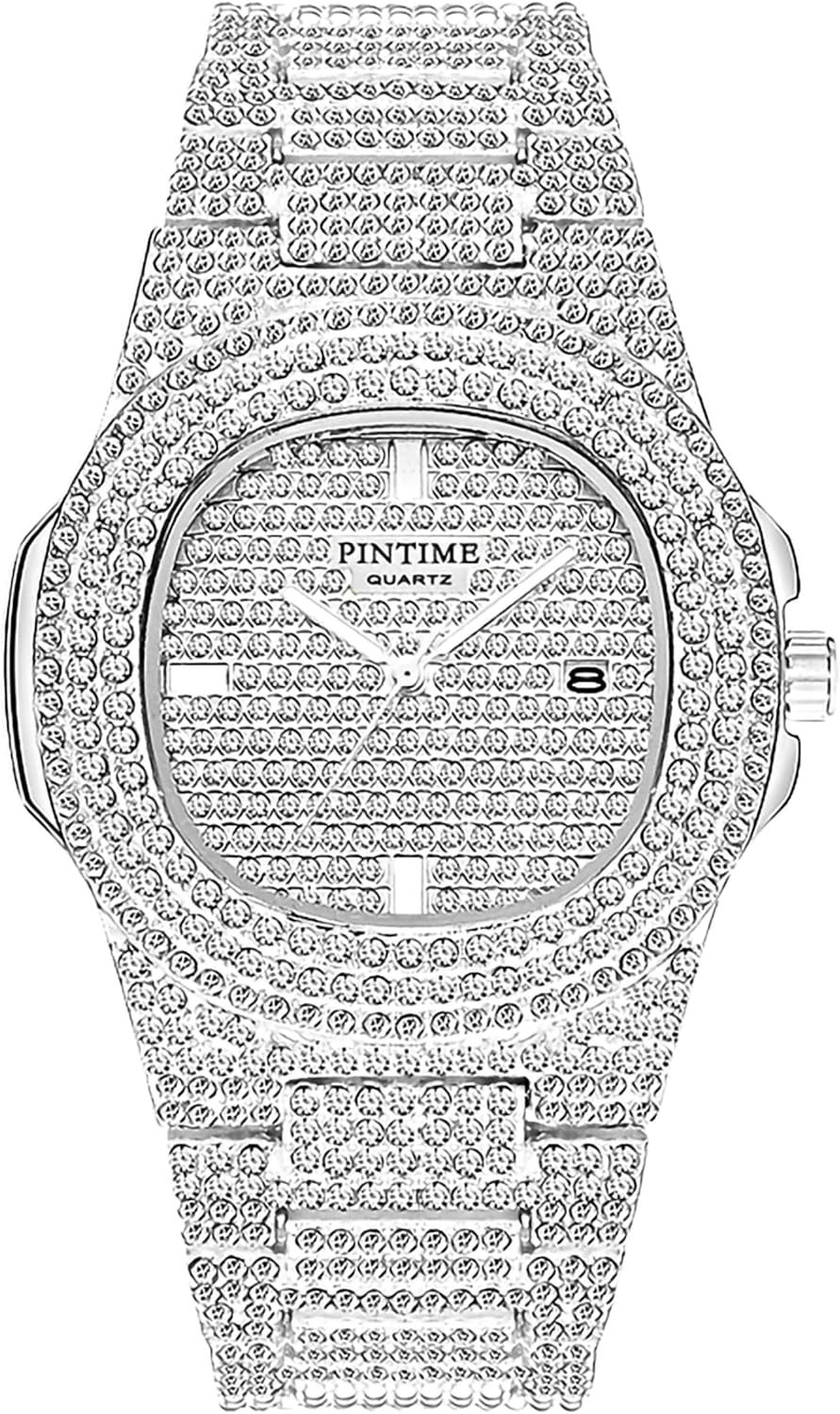 Iced Out Silver Watch (Crystal)